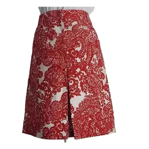 Talbots Dresses & Skirts - Talbots Women's Red & Ivory Cotton/Spandex Jacquard Floral A-Line Skirt